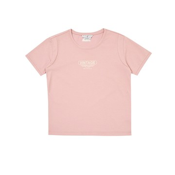 FILA #復古飛馳 女短袖圓領T恤-灰粉 5TEZ-5421-LP