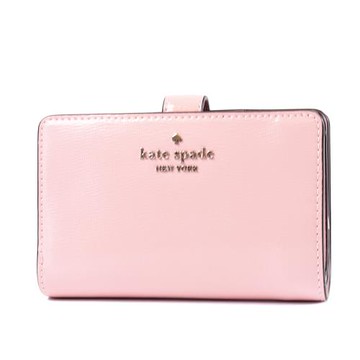 KATE SPADE Madison 漆皮紋理雙摺釦式中夾-芭蕾粉
