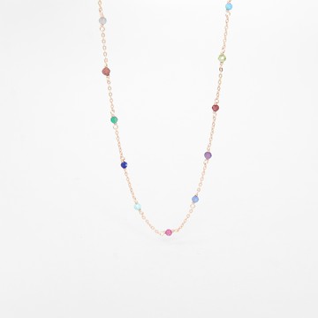 JUDY AND PAUL Bijou 迷你彩虹寶石項鍊  38cm  玫瑰金