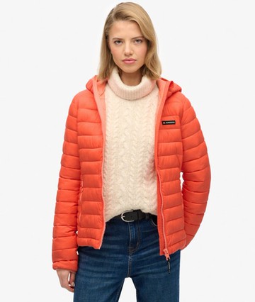 Superdry Women's Hooded Fuji Lite Padded Jacket Cream Size: 10