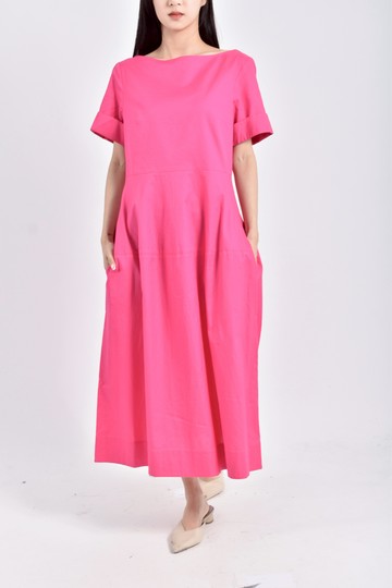 (M) cos棉質純棉短袖桃紅色洋裝