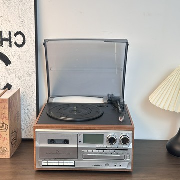 多功能10合1黑膠唱片機cd機老式磁帶機FMAM收音臺式藍牙音箱擺件【Snowbelle優選】