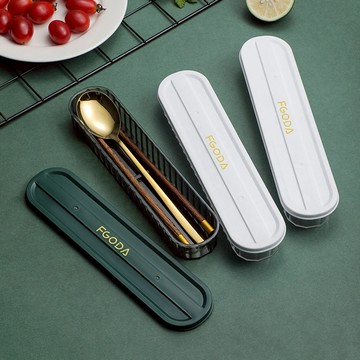 輕奢風便攜環保餐具筷匙組附盒(2色套組) 單一規格