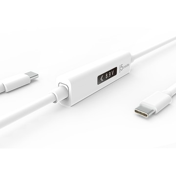 j5create KaiJet  USB-C to USB-C 2.0充電傳輸線內嵌OLED動態螢幕顯示1.2米-JUCP14