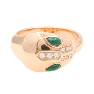 BVLGARI 寶格麗 18K玫瑰金 孔雀石 鑽石 Serpenti Seduttori 戒指 【二手名牌BRAND OFF】