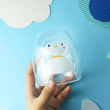 企鵝雙層玻璃杯-清透