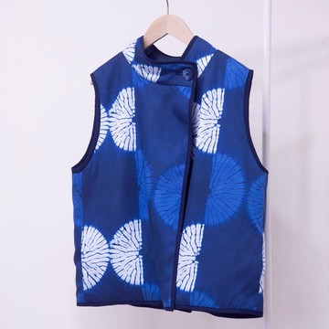 斜襟雙面短背心-唐松煙花