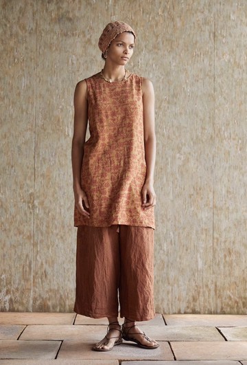 復古文青 植物染連身裙 無袖背心裙