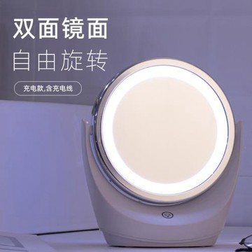 360度旋轉雙面化妝鏡臺式帶燈LED智能補光燈梳妝鏡補妝鏡批發