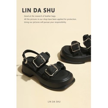 【林大叔】小個子增高羅馬鞋夏季外穿后絆帶松糕厚底女士涼鞋露趾