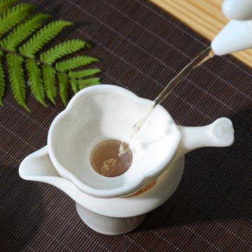 白瓷茶濾高端陶瓷茶具配件純白過濾玉瓷茶漏分茶器手工綁網布茶濾