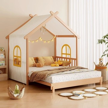 【免運附發票】超低價 工廠直銷 全實木兒童床家用兒童房男孩女孩可愛房子床小戶型冰棍床帶護欄床 出貨快CH2270