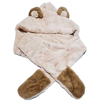 愛北鼻 親子仿兔毛護耳保暖帽 成人款 拚色淺卡其 保暖舒適 親膚柔軟  1個