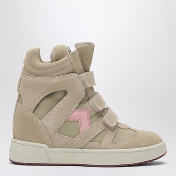 Bekett wedge sneakers in beige/pink suede