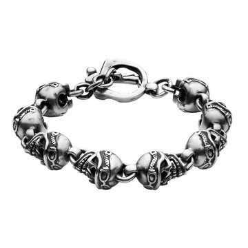 BOMBERG【炸彈錶】SKULLY RIDER Heads 骷髏頭騎士手環｜SKR.BRCLT.1-SS-S.6