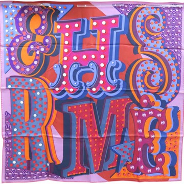 HERMES 愛馬仕 紫/橘色 Electrique 絲綢 絲巾 90*90 【二手名牌BRAND OFF】