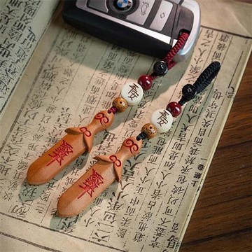【巴黎精品】現貨+預購 鑰匙扣手機吊飾手機鑰匙圈掛飾吊繩吊墜掛件招財淨化開運-硃砂桃木劍2款a1kf109