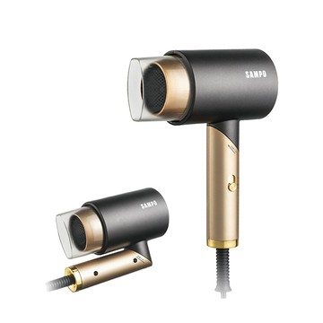 SAMPO 負離子摺疊吹風機 ED-N2012NL(霧面磨砂金色 折疊 冷風 輕巧型吹風機)
