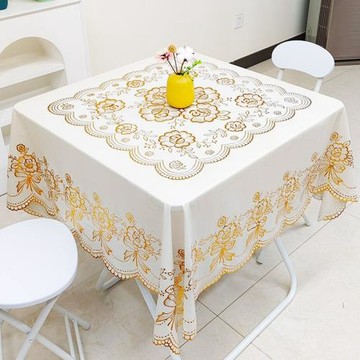 燙金歐式桌布PVC防水防滑防燙防油免洗桌墊長方形餐桌茶幾臺布
