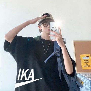 T恤短t短袖韓版短袖T恤圓領T【6折】 港風潮牌ins短袖男t恤夏季寬鬆潮流純棉打底衫男士上衣服帥氣體恤