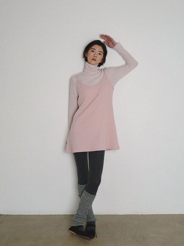 Wool Blend Sleeveless A-line Dress [PINK]