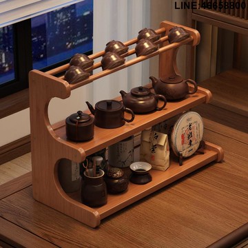 免運 公司貨 附發票 速發 博古架 展示架 茶葉罐架 收藏架 古董架 藏品展示架 桌面博古架茶桌杯架收納置物架非實木小型茶具紫砂壺展示擺放架子 支持訂製