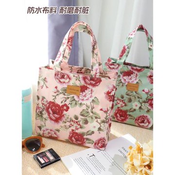 韓國復古輕奢防水牛津布花卉休閑手拎方包A4單肩包手提袋花朵包