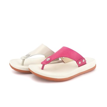 【DK氣墊鞋】人字鉚釘氣墊涼拖鞋75-4397 共2色 桃紅 米色