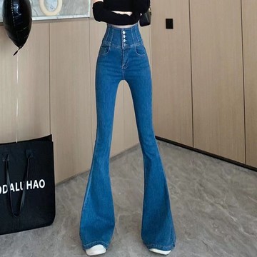 微喇叭牛仔褲女春季設計感小眾高腰顯瘦馬蹄褲加長版高個拖地褲子
