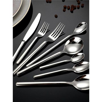 圓柄刀叉勺304不銹鋼西餐餐具玫瑰金牛排刀甜品咖啡勺 攪拌勺圓勺