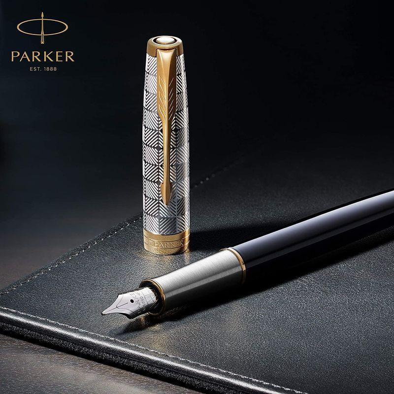 PARKER パーカー公式 ソネット プレミアム 万年筆 M 中字 高級 ブランド ギフト ペン先 18金 メタルブルーCT 211974