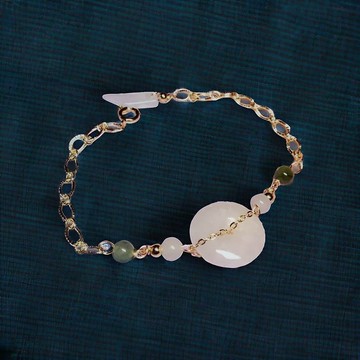 【願‧平安】冰白翡平安扣手鍊14K包金 | 天然緬甸A貨翡翠 | 送禮