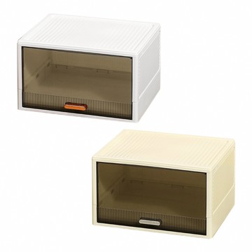 【IDEA】大款磁吸式免安裝高透收納鞋盒/收納箱(6入)淡黃色