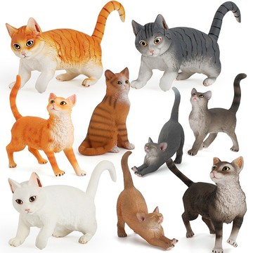 🌈「動物世界」貓咪模型實心白貓橘貓靜態寵物貓家禽創意沙盤擺件