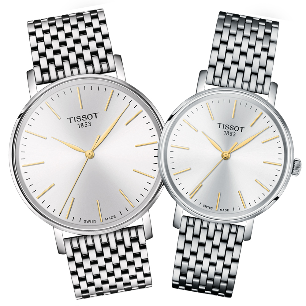 TISSOT天梭 EVERYTIME 簡約經典對錶 /T1434101101101+T1432101101101推薦 | PChome 24h ...