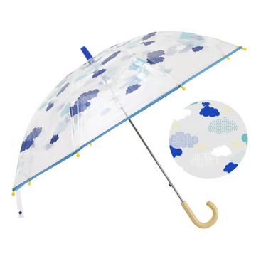 日本 kukka hippo - 兒童全透彩繪傘-湛藍雲朵