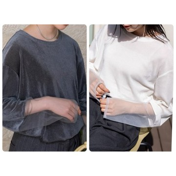 (多款 3件1212元）日本THE CRAFT CREW products 可水洗 透明袖口 絲絨上衣 2970円