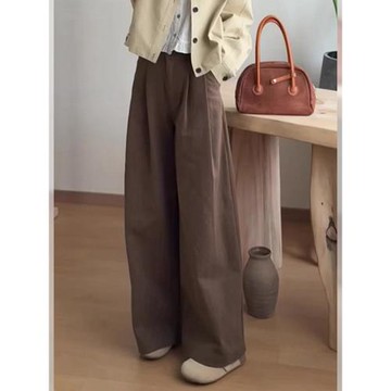 (免運)大碼秋季新款氣質高級感高腰牛仔闊腿褲女韓系梨形小個子寬松褲子