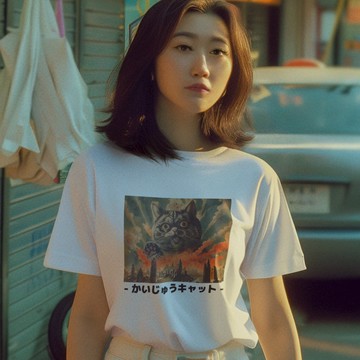 怪獸貓 中性短袖T恤 4色 貓咪哥吉拉日本禮物潮T班服團體服日文寬鬆Godzilla插畫街頭