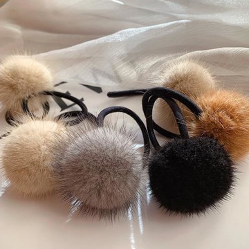 真毛~水貂毛球發繩可愛少女毛絨簡約皮筋發圈氣質韓國網紅高級感