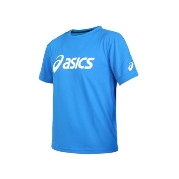 asics 男女運動排汗t恤-台灣製 慢跑 路跑 短袖 上衣 亞瑟士 藍白