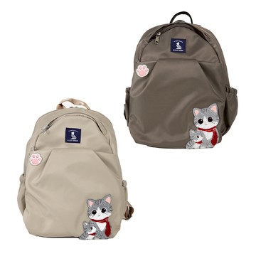 【Kiro貓】旅人包 小灰貓 毛巾繡 多層 後背包【330068】