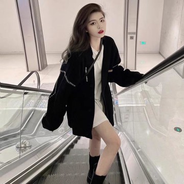 歐洲站2026秋冬新款復古慵懶風針織開衫小眾設計感寬松毛衣外套女