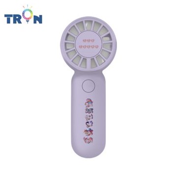 TRON 迷你手持風扇 紫色 動物冰淇淋 三檔風速 防丟掛繩 充電風扇