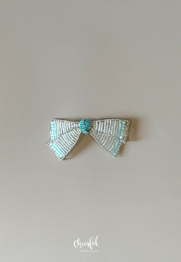 CHEERFUL HANDMADE 手工編珠金屬蝴蝶結髮飾