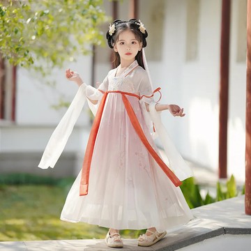 兒童洋裝 女童漢服 兒童古風公主裙 超仙襦裙 花神古裝連身裙 女款國風長裙 中大童漢服裙子 女生連身裙【不二雜貨】