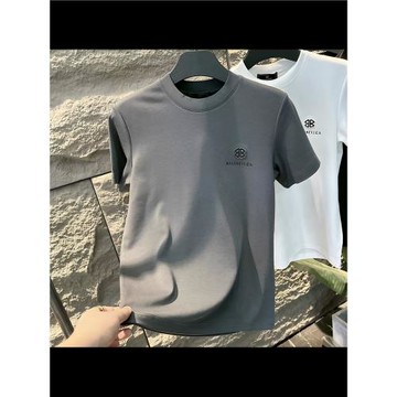 T恤男2025秋新款輕奢時尚潮牌修身商務休閑百搭圓領短袖T恤帥氣