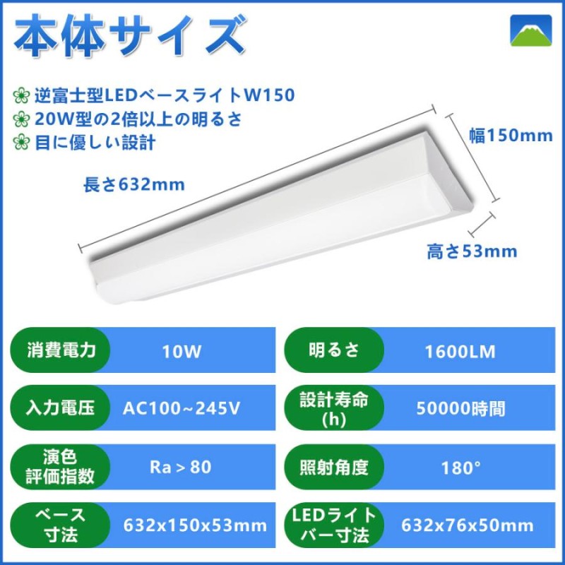 5セット】天井直付け led蛍光灯 逆富士型 20w 2灯相当 吊り下げ 一体型