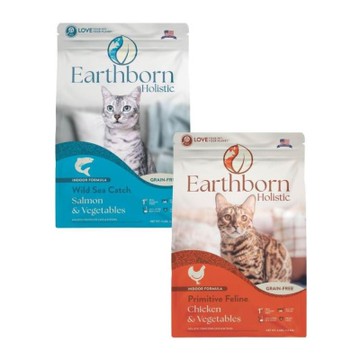 美國 Earthborn 原野優越 -4LBS.(1.8KG) 農場/野生魚 低敏無穀貓糧 (購買二件贈送寵喵樂-貓草玩具x1個隨機出貨)