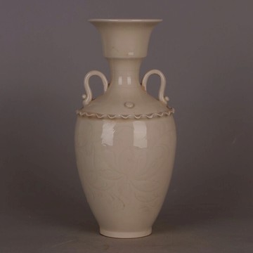 定窯鼓釘漏斗雙耳瓶 仿出土舊貨瓷器古玩古董裝飾收藏家居擺件品